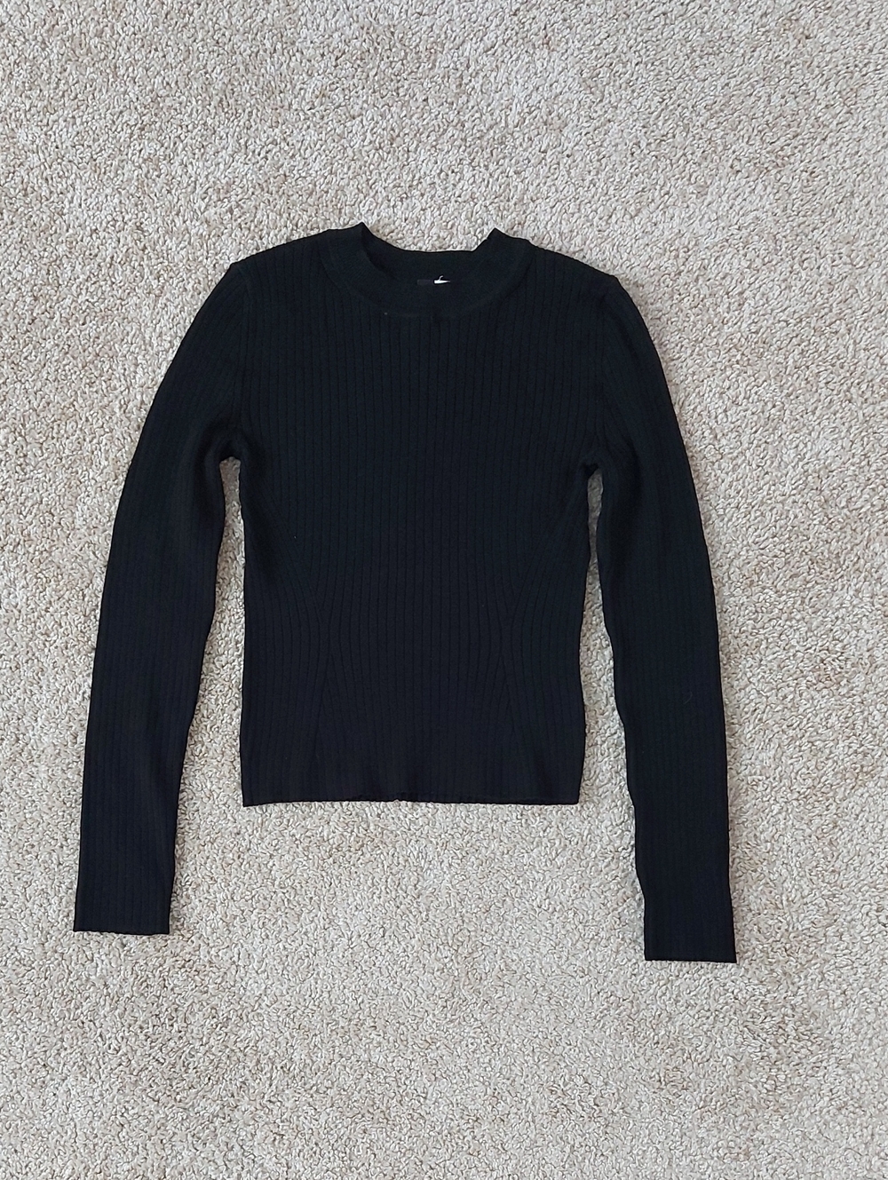 H&M Black Ribbed Crew Neck Sweater